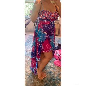 Beaded multi color high low DEB dress